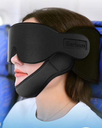 must have da viaggio: cuscino con sistemi di supporto per testa, mandibola e mascherina per occhi